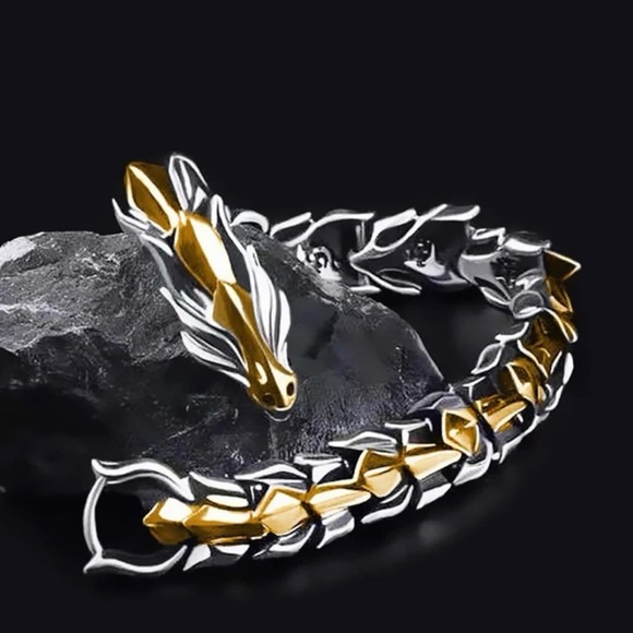 🐉Host Pick🐉 Sliver and Gold Coloured Dragon Bracelet - Picture 1 of 8